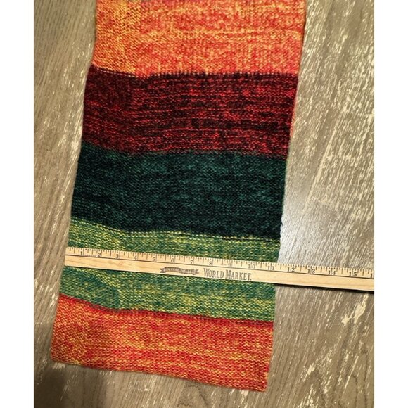 Pashmina Infinity Knit Scarf Silk Multicolor Strip Red Green Yellow Orange - Picture 6 of 9